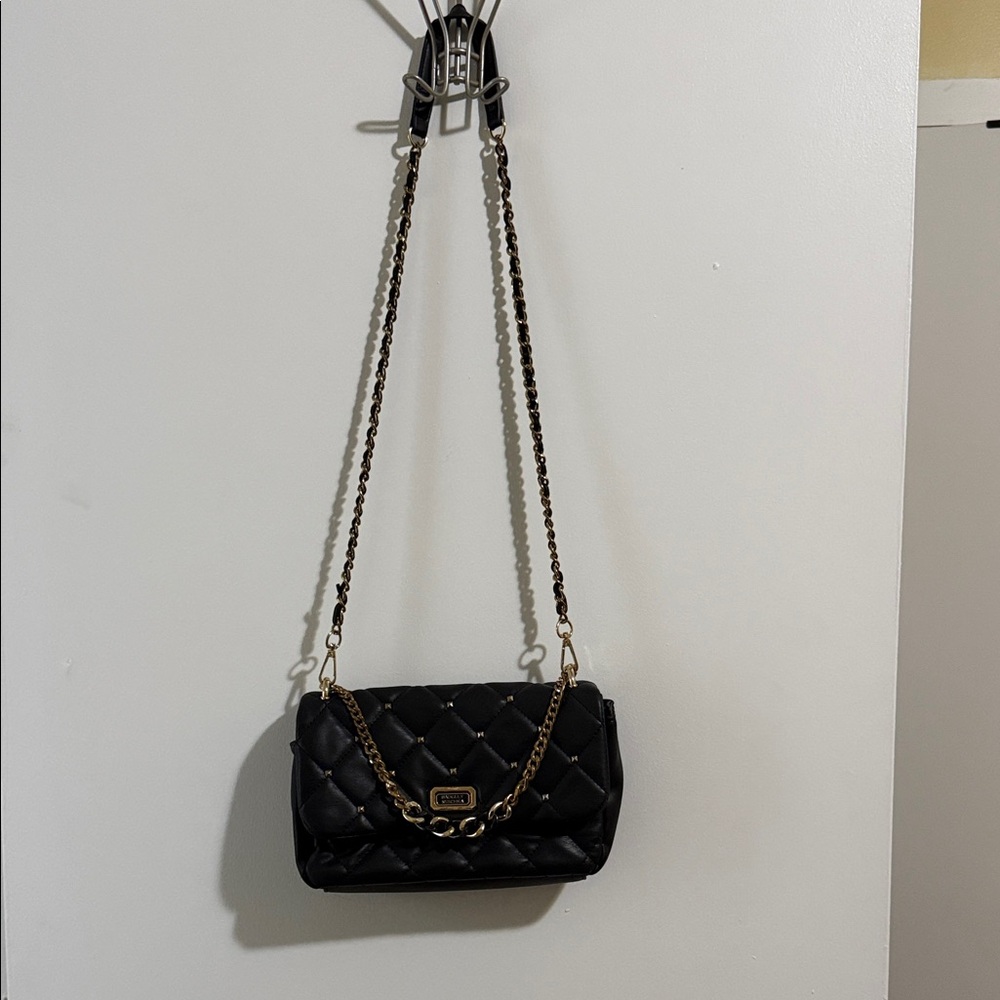 Badgley Mischka Black Quilted Crossbody with Gold Chain - Picture 2 of 16